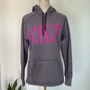 Nike Women's Therma Fit Pullover Hoodie Purple Pink Logo Size Medium
